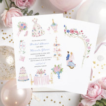 Aquarela Elegante mão desenhada rosa azul Noiva