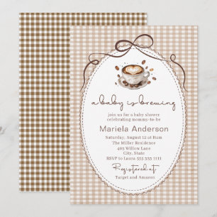 Convites Aquarela Elegante um bebê está preparando café mar