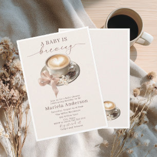 Convites Aquarela Elegante um bebê está preparando café mar