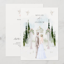 Convites Aquarela estética do jardim de casal do casamento