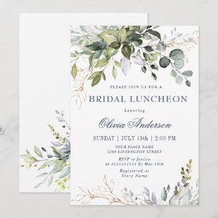 Convites Aquarela Eucalipto Greenery BRIDAL LUNCHEON