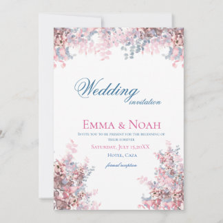 Convites Aquarela Eucalipto Rosa Bege Lavanda Casamento