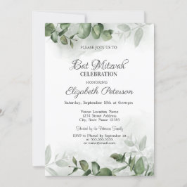 Convites Aquarela Eucalipto Verde Bar Mitzvah