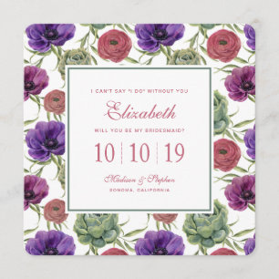 Convites Aquarela   Eucalyptus & Anemone - Bridesmaid