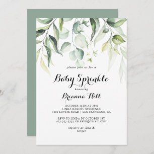Convites Aquarela Eucalyptus Greenery Baby Sprinkle