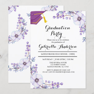 Convites Aquarela Explosões Florais Roxas de Primavera Grad