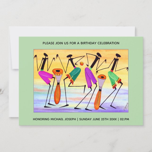 Convites Aquarela Exprimindo Felicidade (Frente)