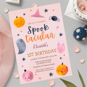 Convites Aquarela Fantasma Abóbora Aniversário de Halloween