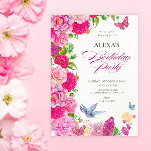 Convites Aquarela fauna floral florescer aniversário