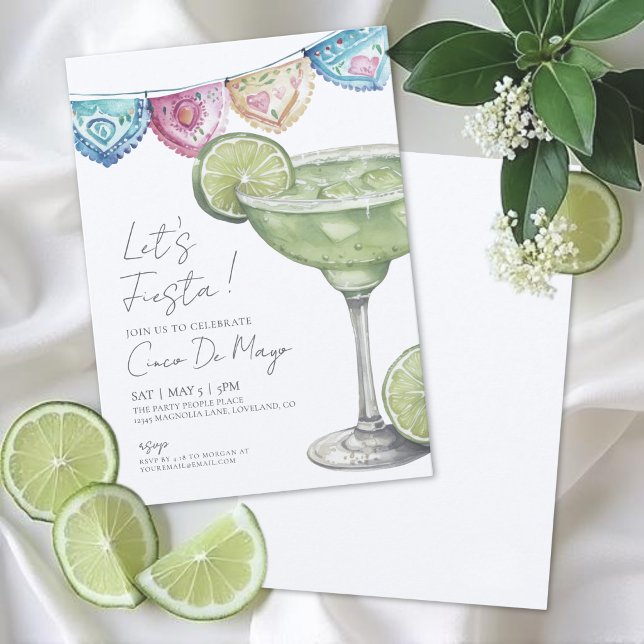 Convites Aquarela Festa da Margarita Cinco De Mayo (Watercolor Margarita Cinco De Mayo Party Invitation)