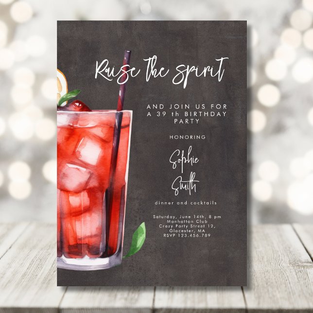 Convites Aquarela festa de aniversário coquetel (Criador carregado)