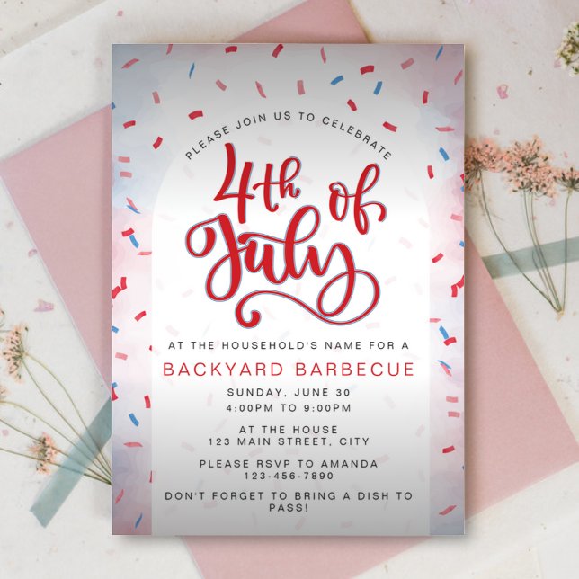 Convites Aquarela Festa do 4 de Julho Vermelho e Azul (Criador carregado)