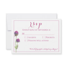 Aquarela Flor de Campo Rosa Resposta Casamento RSV