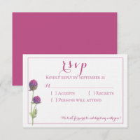 Aquarela Flor de Campo Rosa Resposta Casamento RSV