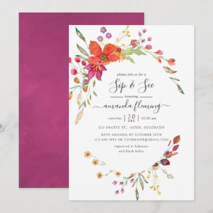 Convites Aquarela Flor Selvagem Sip e Veja