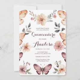 Convites Aquarela Florais Borboletas Quinceañera PERSONALID