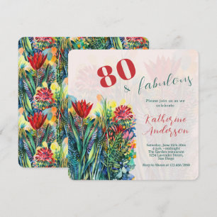 Convites Aquarela Floral – 80 e Fabuloso Aniversário