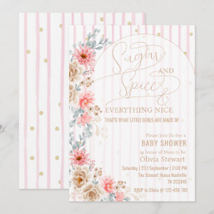Convites Aquarela Floral Açúcar e especiarias  Chás de bebê