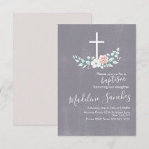 Aquarela Floral Batismo Cruzado Dedicação Bebê