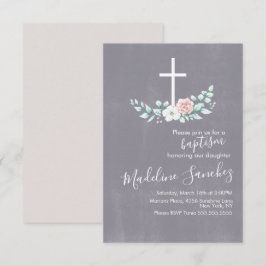 Convites Aquarela Floral Batismo Cruzado Dedicação Bebê
