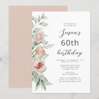 Aquarela Floral Bege Rosa 60º Aniversário