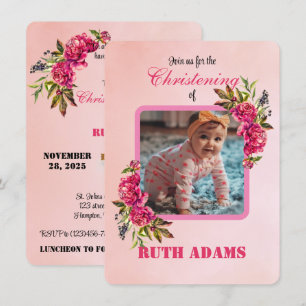 Convites Aquarela Floral Blush Cristal Rosa