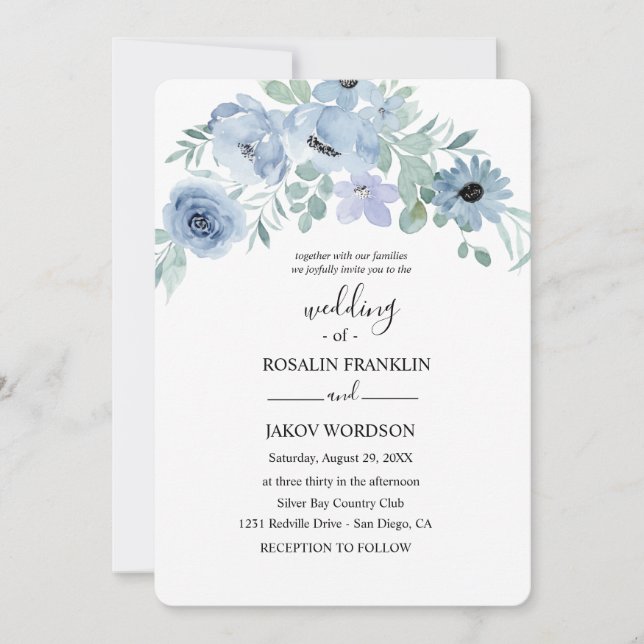 Convites aquarela floral casamento  (Frente)