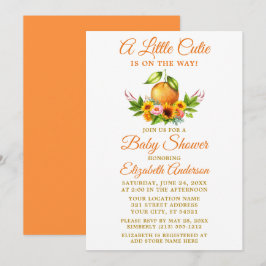 Convites Aquarela Floral Chá de fraldas Laranja Pequeno Cut
