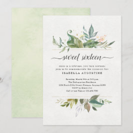 Convites Aquarela Floral Doce Dezesseis Festas de aniversár