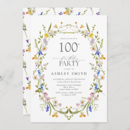Convites Aquarela Floral Elegante 100ª Festa de aniversário