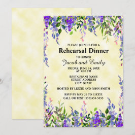 Convites Aquarela Floral Lavanda Amarelo Ensaio de Casament
