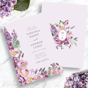 Convites Aquarela Floral Lavanda Casamento