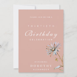 Convites Aquarela Floral Moderno Elegante Aniversário Adult