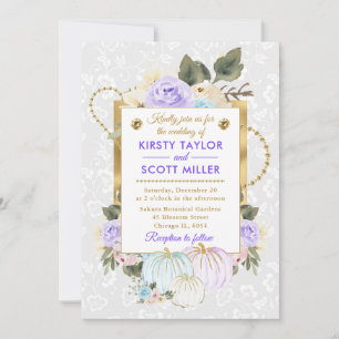 Convites Aquarela Floral Outono Abóboras Casamento