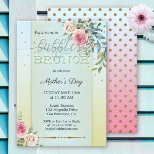 Convites Aquarela Floral Pastel Bolhas e Brunch
