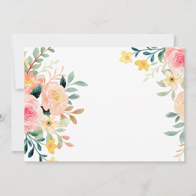 Convites Aquarela Floral Personalizada em Branco (Frente)