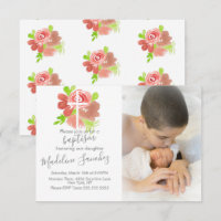 Aquarela Floral Rosa Blush Baptism Dedicação