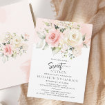 Convites Aquarela Floral Rosa Doce 16<br><div class="desc">Convites de festa de aniversário de Sweet 16 modernos e elegantes. O modelo pode ser facilmente editado e o texto substituído por seus próprios detalhes clicando no botão "Personalizar". Para personalização adicional,  use nossa ferramenta de design para modificar este modelo.</div>