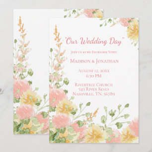 Convites Aquarela Floral Rosa Elegante Chique Rascunho