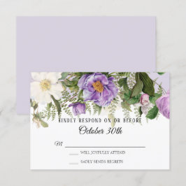 Convites Aquarela Floral Rosa Peônia Folhagem Lavanda RSVP