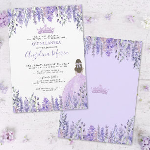 Convites Aquarela Floral Roxo Quinceañera