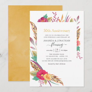 Convites Aquarela Floral Safari 50º Aniversário de Casament