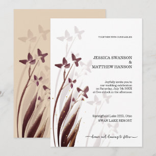 Convites Aquarela Floral Selvagem & Manchada de Vinho