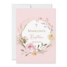 aquarela flores bege rosa Batismo