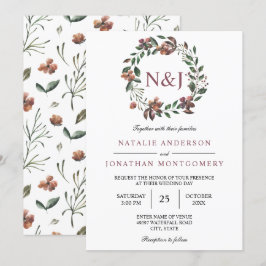 Convites aquarela flores florais elegantes