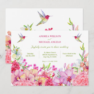 Convites Aquarela Flores Orquídeas Casamento de jardim de a
