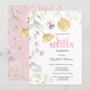 Convites Aquarela Flores Silvestres Doce 16