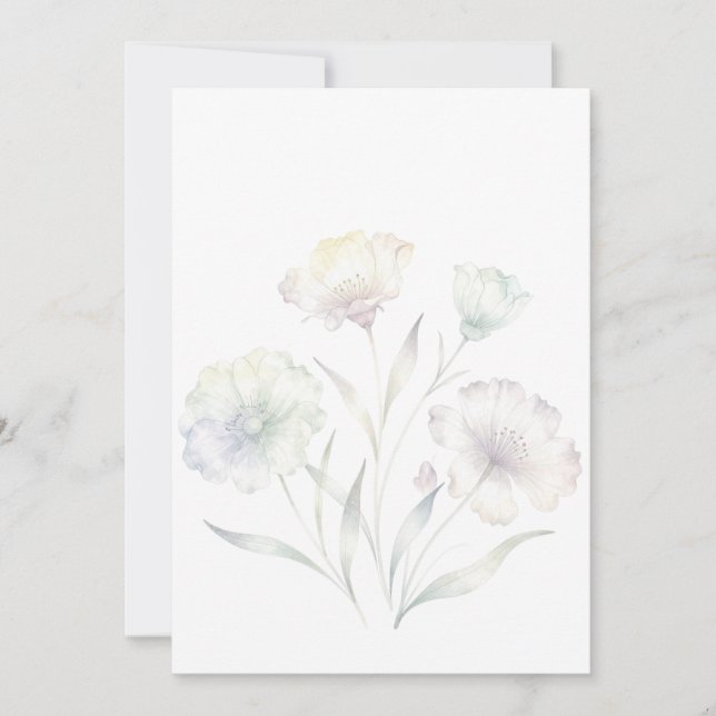 Convites Aquarela Flores Silvestres Pastel Suave Graça (Frente)