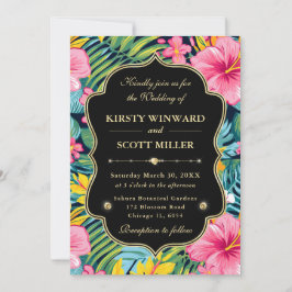 Convites Aquarela Flores Tropicais Brilhantes Casamento Pré