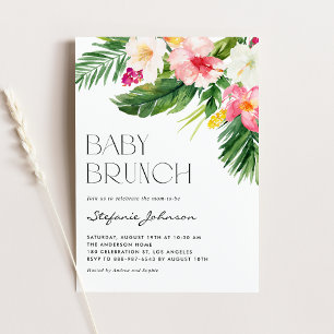 Convites Aquarela Flores Tropicais Summer Baby Brunch
